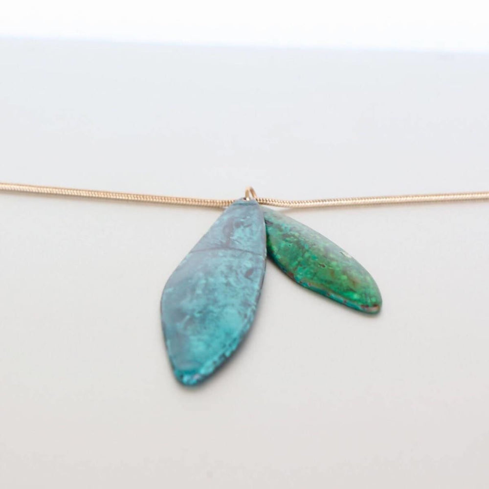 necklaces Turquoise Stone Pendant Leaf Charm Gold Colored Necklace Gifts For Her Bohemian Long Neck Chain With (SN114) - by Silver Soul 
