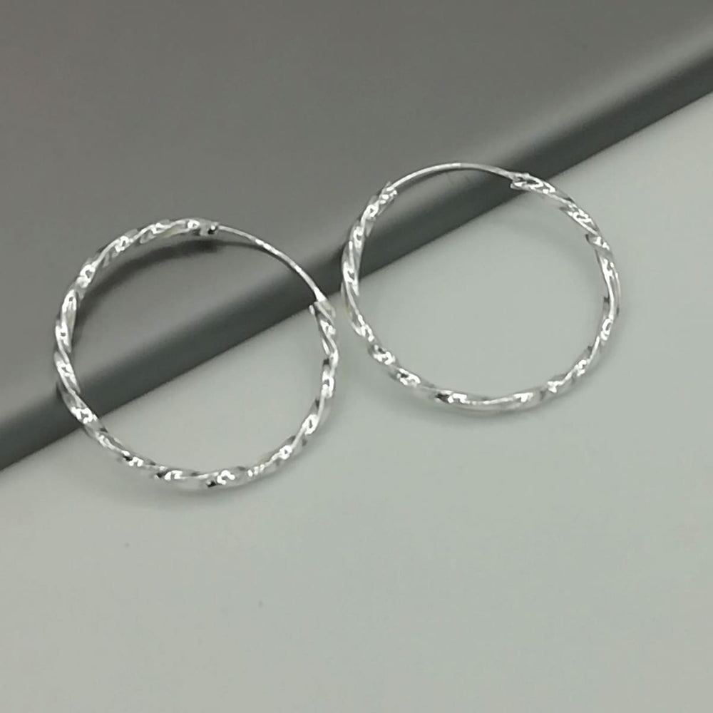 Twisted Hoops | Silver Hoop Earrings | Jewelry | Minimalist | Accessories | Big Ear | E4 - by Oneyellowbutterfly