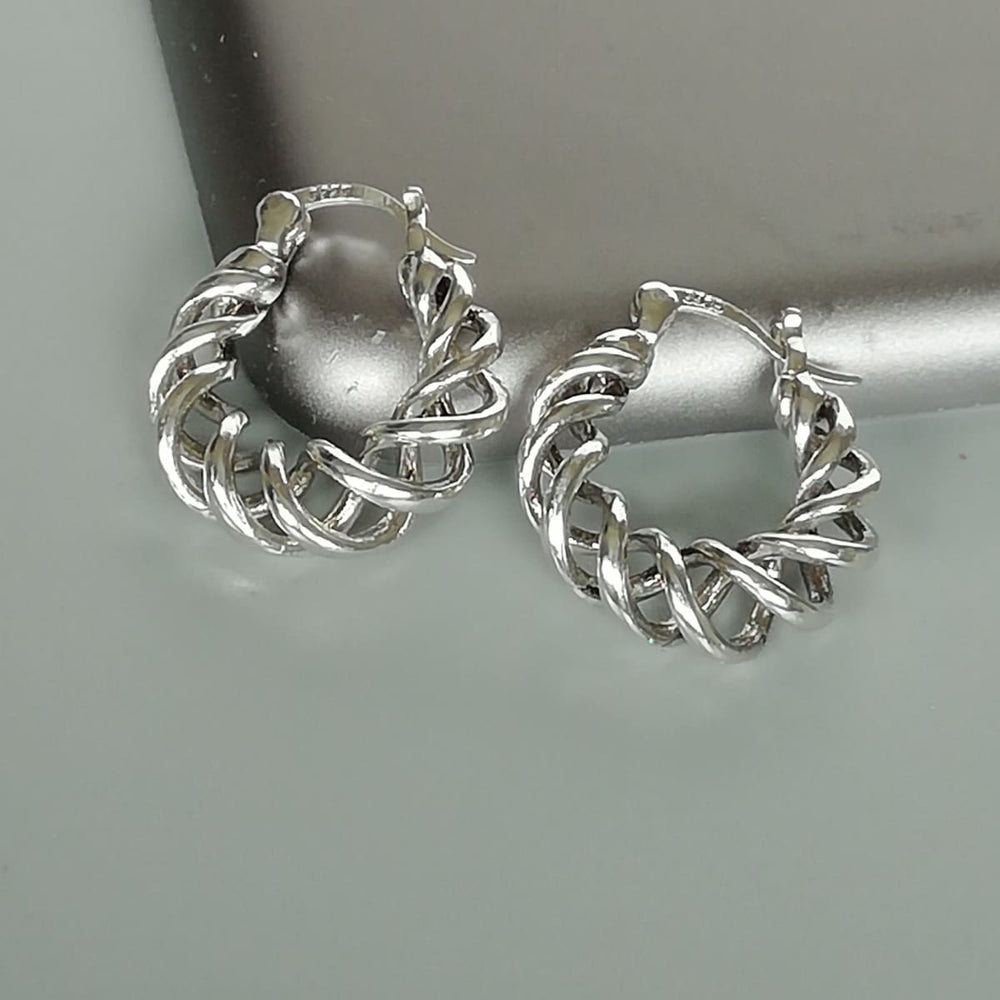 Twisted Hoops | Silver Hoop Earrings | Jewelry | Minimalist | Accessories | Casual Ear | E1121 - by Oneyellowbutterfly