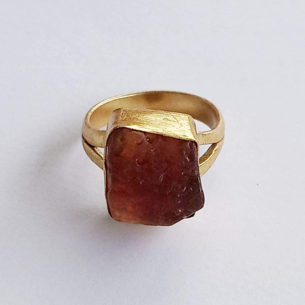 Unique Bezel Set Red Onyx Gemstone Stackable Ring - by Krti Handicrafts
