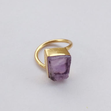 Unique Bezel Set Purple Amethyst Birthstone Stacking Ring - By Krti Handicrafts