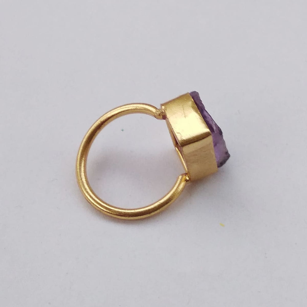 Unique Bezel Set Purple Amethyst Birthstone Stacking Ring - By Krti Handicrafts