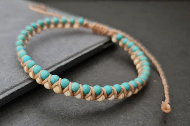 Unique Charm Turquoise Howlite Braided Stone Adjustable Bracelets,unisex Bracelet - by Bymemade