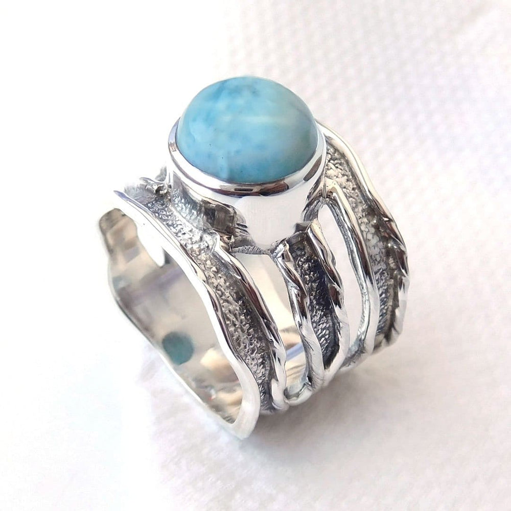 rings Unique Handmade Ring Men’s Larimar 925 Sterling silver Ring,Nickel Free Jewelry - by Adorable Craft