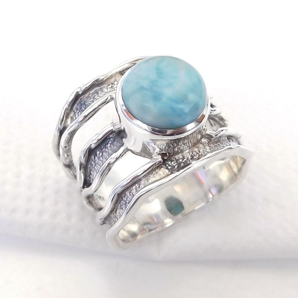 rings Unique Handmade Ring Men’s Larimar 925 Sterling silver Ring,Nickel Free Jewelry - by Adorable Craft
