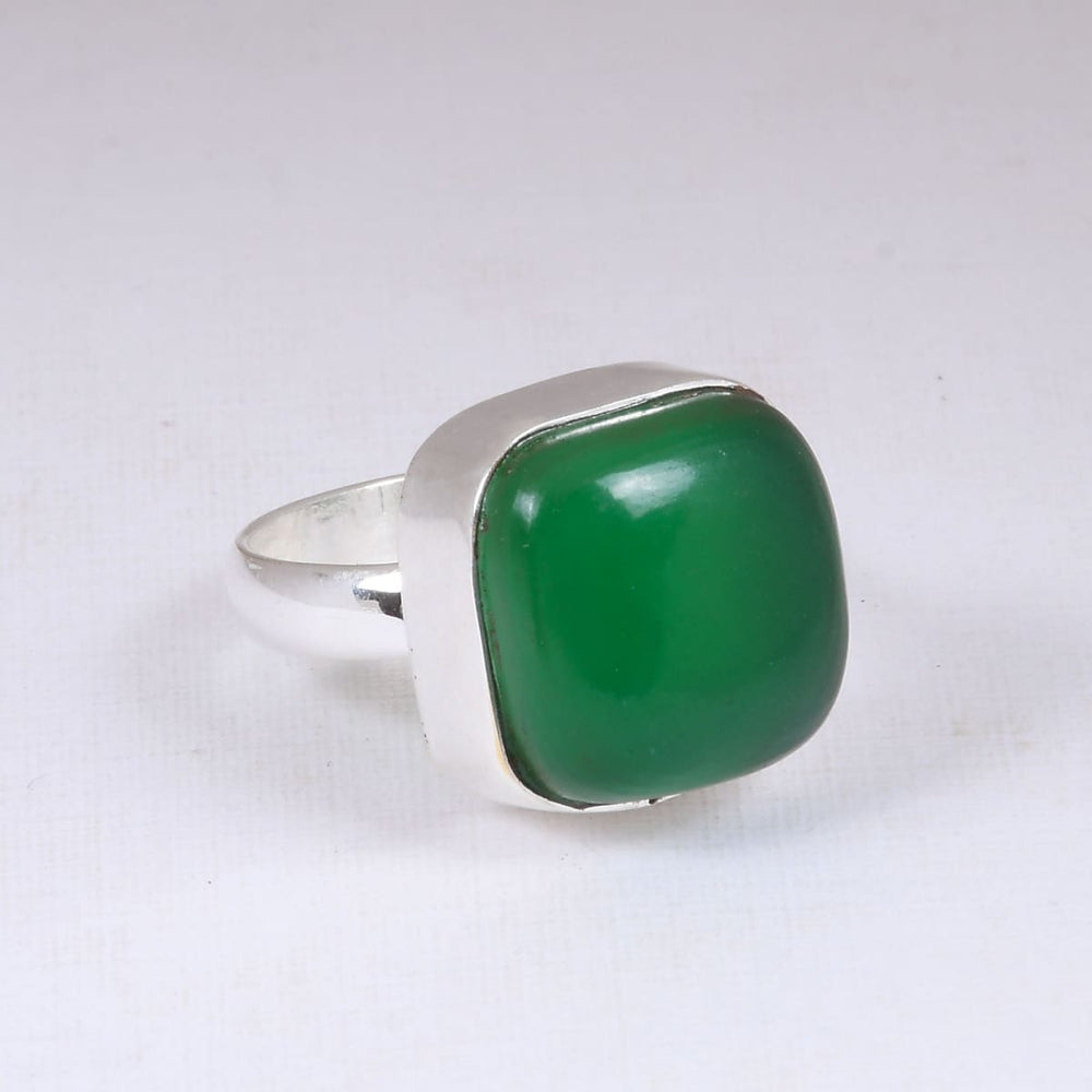 rings Unique Stylish Green Onyx Bezel Set Birthstone Ring For Women - by Bhagat Jewels