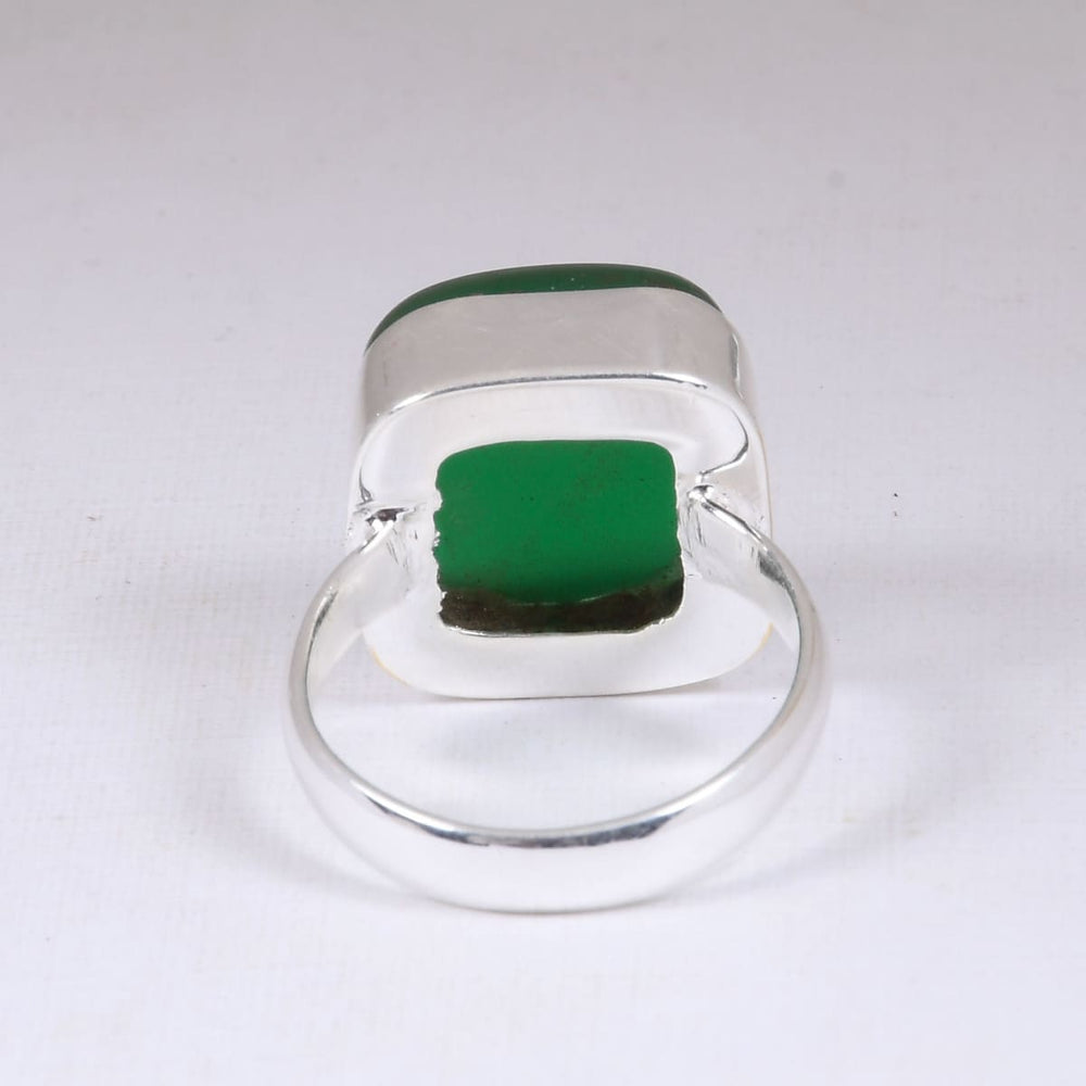 rings Unique Stylish Green Onyx Bezel Set Birthstone Ring For Women - by Bhagat Jewels
