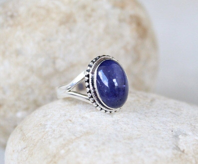 rings Unique Tanzanite Silver Ring December Birthstone Oval,Proposal Handmade Jewelry Gift for Her - by InishaCreation