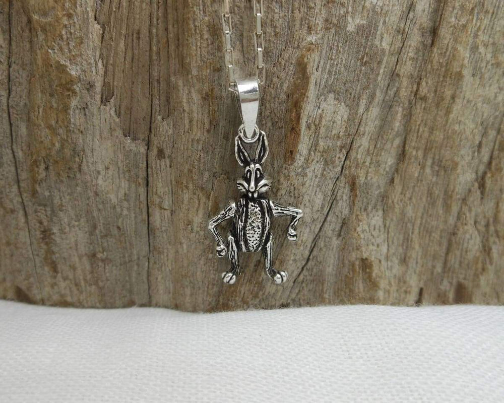 Necklaces Unisex 3D Handmade 925 Sterling Silver Moving Rabbit Pendant