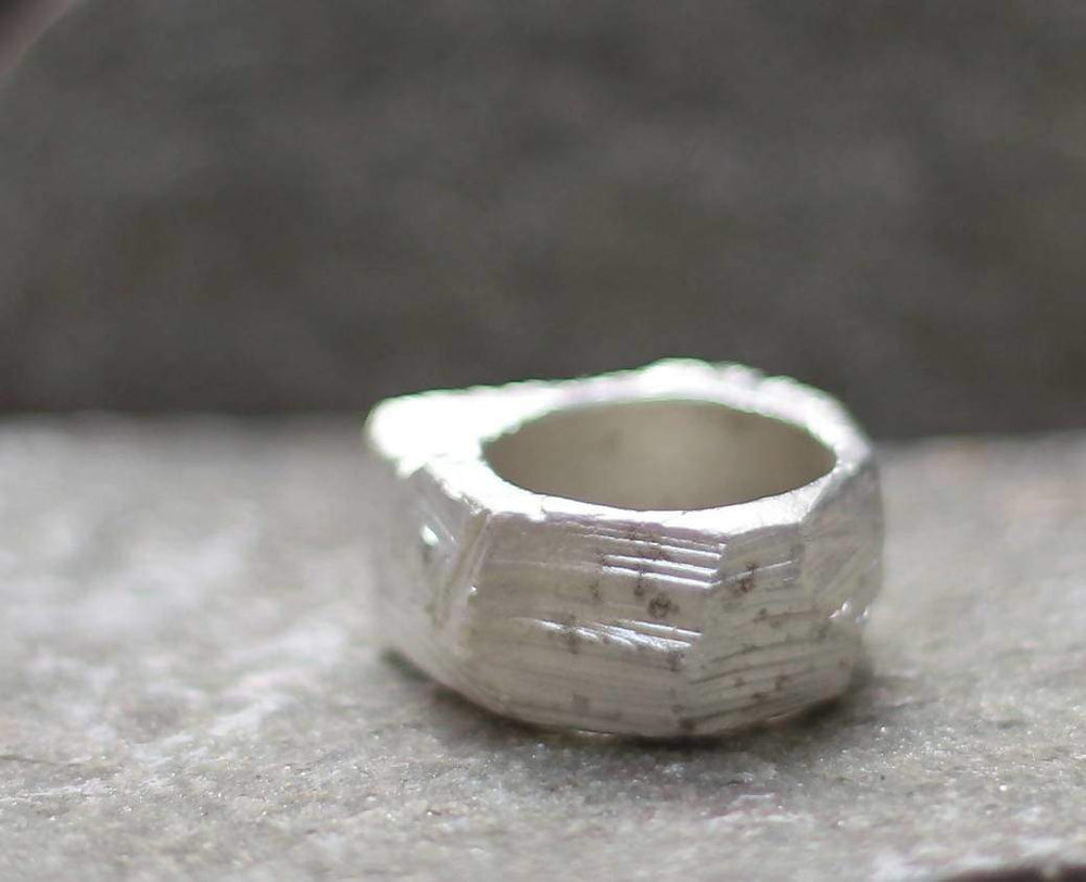 Rings unisex raw big ring alchemy band stunning rough silver nature organic inspiration art jewelry very special gift