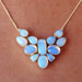 necklaces Vermeil Natural Opalite Gemstone Bib Collar Wedding Necklace 18K Matte Gold - by Bhagat Jewels