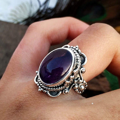 vintage amethyst ring sterling silver antique designer purple february birthstone handmade girivar creations discovered