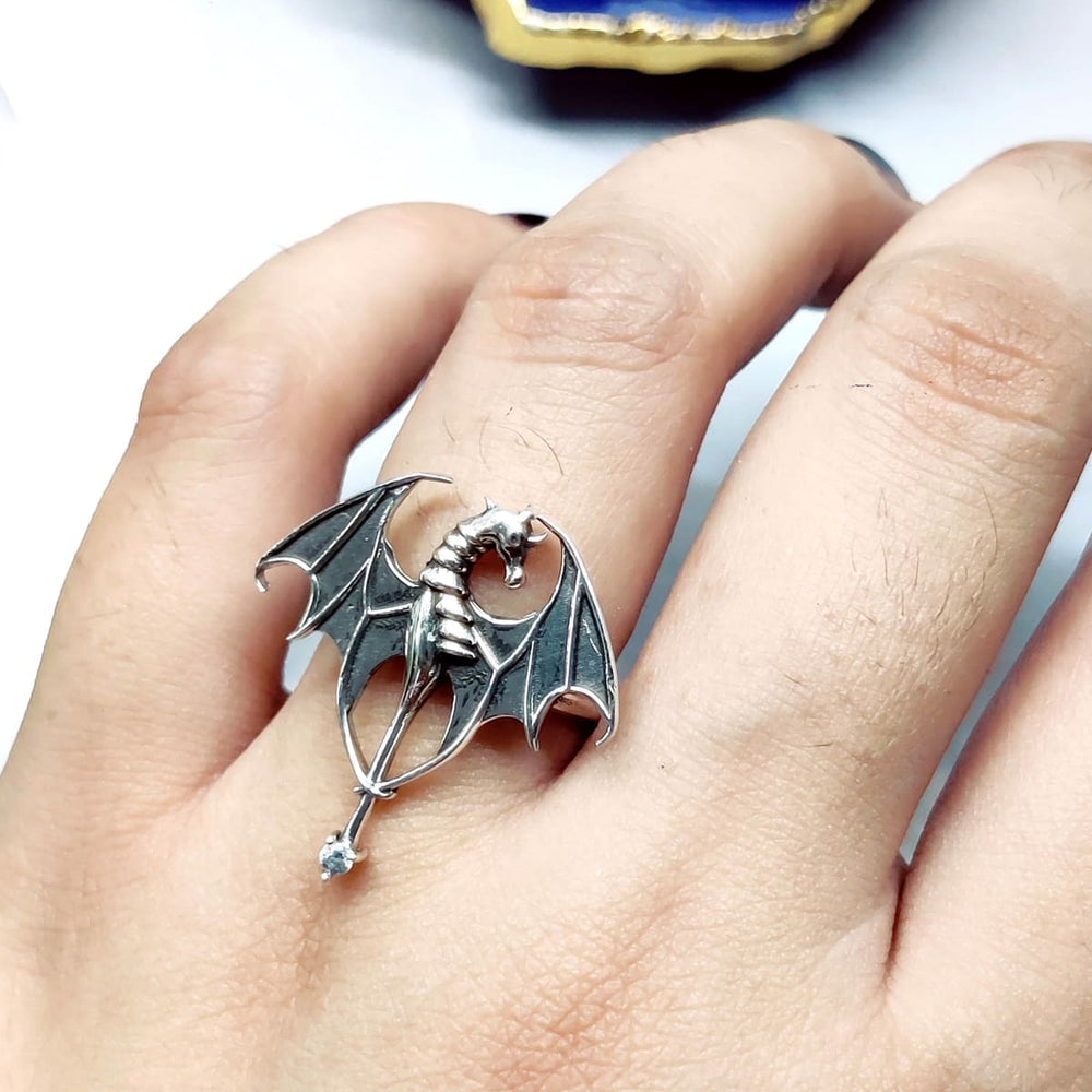 rings Vintage dragon 925 Sterling Silver Small Dark Dragon Ring,Adjustable Handmade Jewelry Gift Yourself - by Ancient Craft