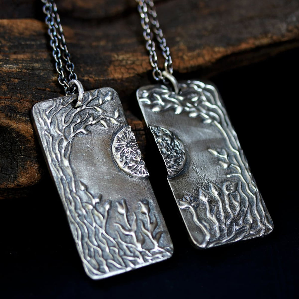 The water lily pond silver pendant necklace LEFT - by Metal Studio Jewelry