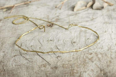 Sea Wave Inspired Gold Color Choker in Brass - Necklaces