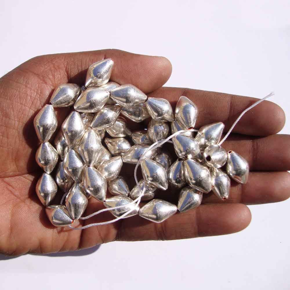 Wedding Gift Beautiful Attractive 50 Piece Wholesale Lot Antique Vintage Look Old Silver Small Dholki Beads Charm ConnectorFor - by Vidita 