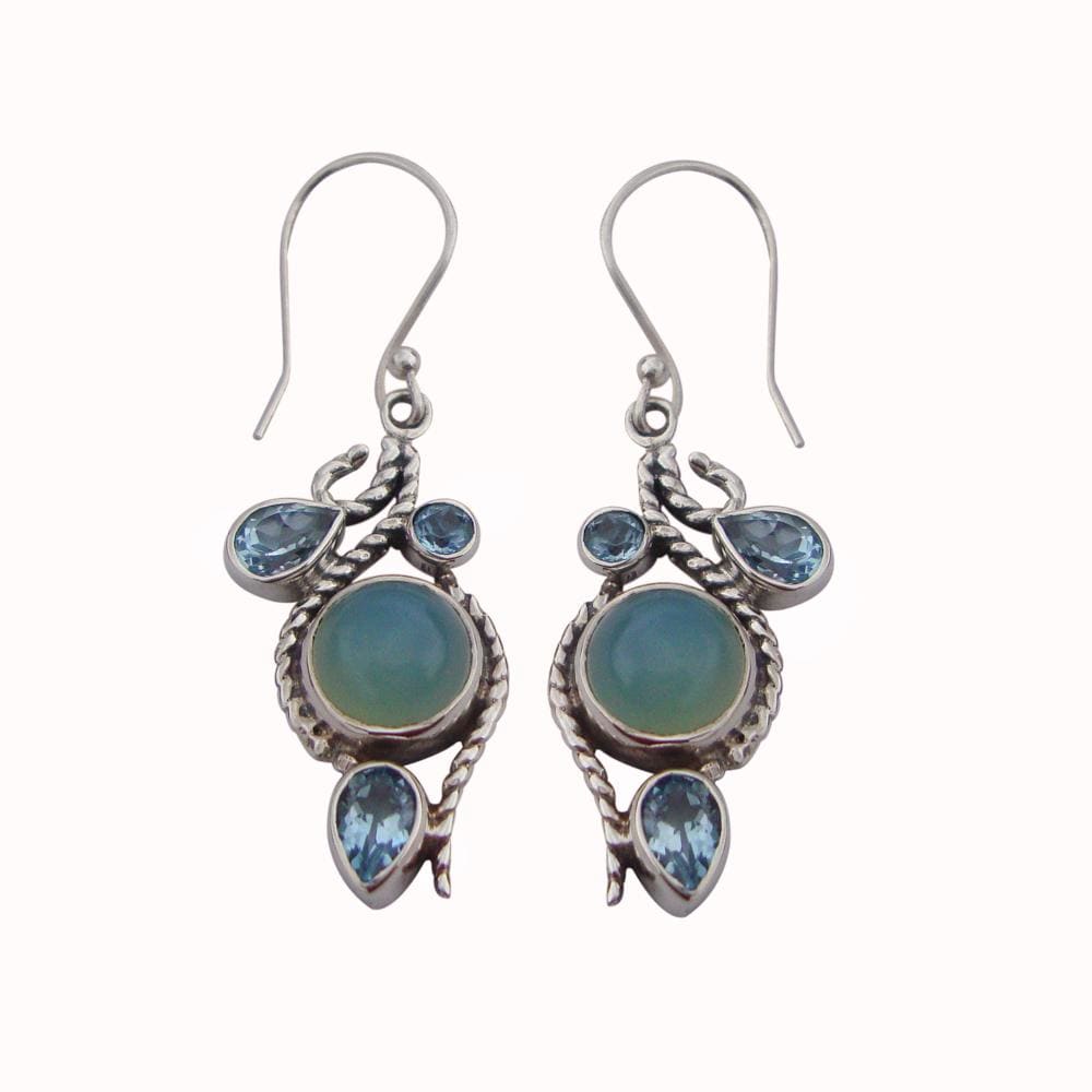Wedding Gift,Beautiful Blue Topaz Handmade 925 Sterling Silver Women Dangle Earrings - by Vidita Jewels