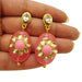 Wedding Gift,Beautiful Design Crystal 6x8 Oval Pink Chalcedony 18x25 Gemstone 925 Silver Stud Earring for Women - by Vidita Jewels