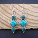 Wedding Gift,Beautiful Green Onyx & Turquoise Hand Crafted 925 Sterling Silver Dangle Earrings - by Vidita Jewels