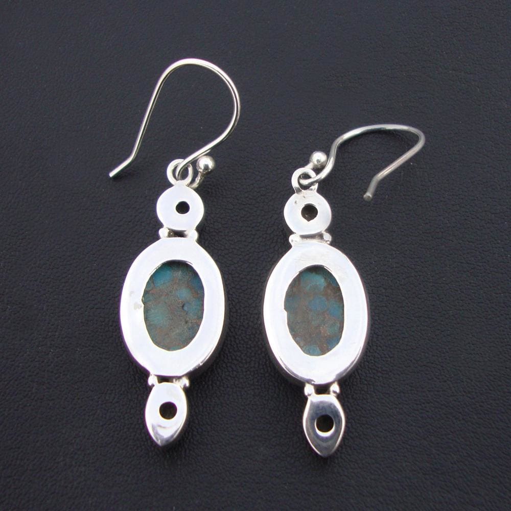Wedding Gift,Beautiful Turquoise & Citrine Hand Crafted 925 Sterling Silver Dangle Earrings - by Vidita Jewels