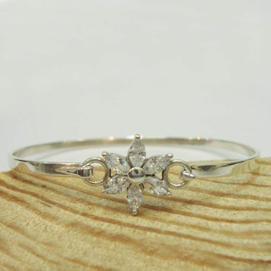 SALE! Wedding Gift,Lovely Handmade Cubic-Zircon Indian 925 Sterling Silver Women Bangle Bracelet - by Vidita Jewels