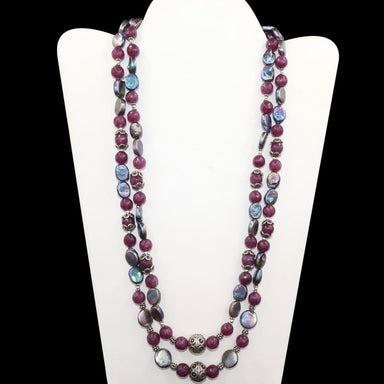 Wedding Gift Titanium Coin Pearl & Red Agate Handmade 925 Solid Sterling Silver Beaded Necklace Jewellery - by Vidita Jewels
