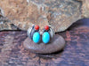 Earrings Wild Blue Silver Orchid Flower Stud With Turquoise & Coral,Turquoise Earring,Pierced Earrings,Personalized Gifts,Gifts For Her,Wild