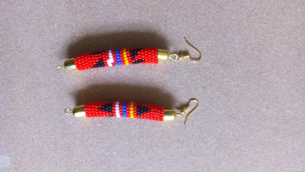earrings African beaded Long Beaded Yellow Elegant colorful Christmas gift for her - Title by Naruki Crafts