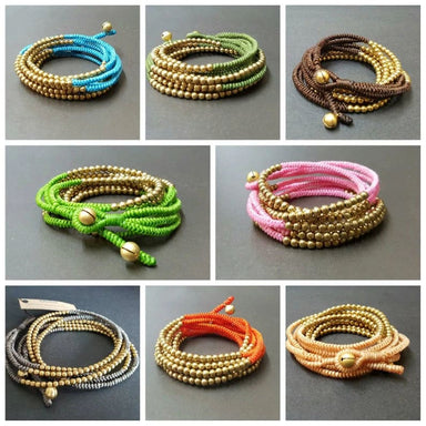 Wrap Color Wax Cord Brass Bracelet/necklace,unisex Bracelet,wrap Bracelet,women Bracelet - by Bymemade