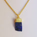 18K Yellow Gold Plated Raw Lapis Lazuli Gemstone Drop Pendant